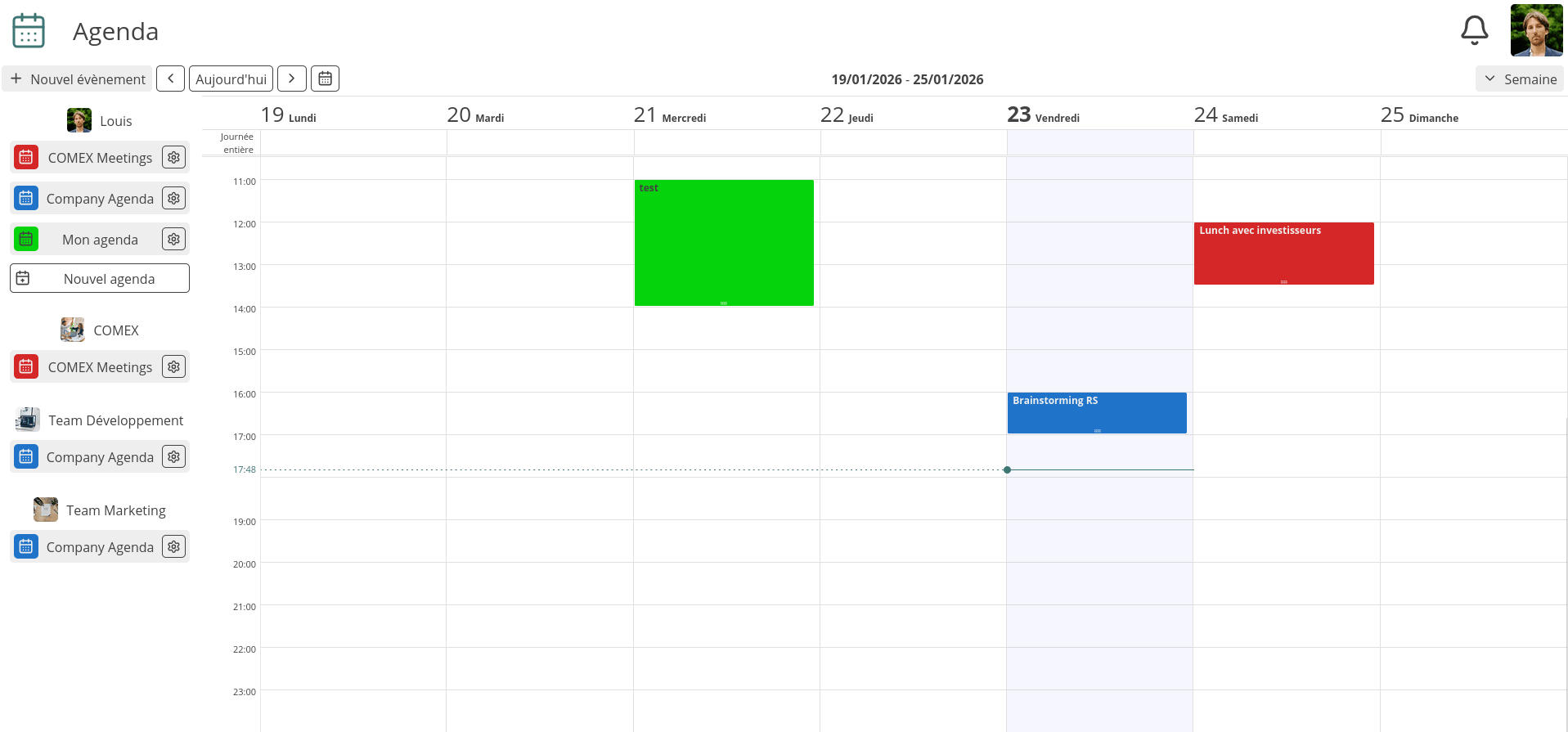Page agenda dans Cryptpad