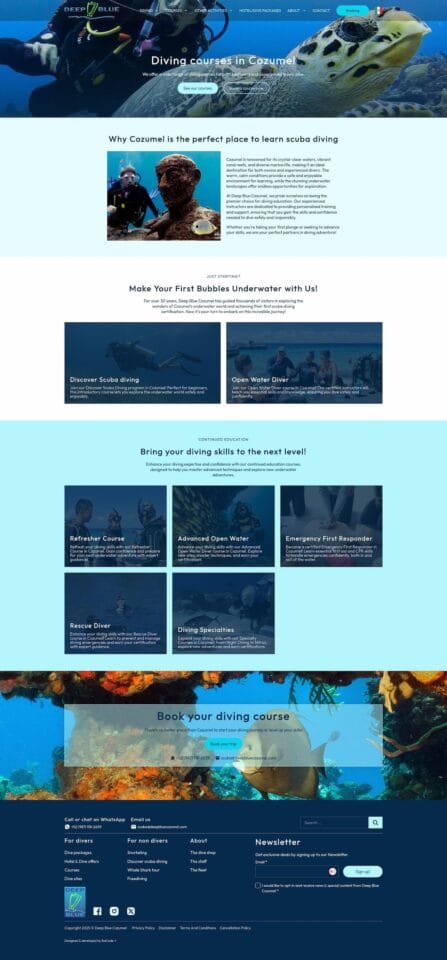 new courses page of deep blue cozumel