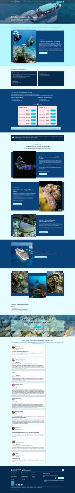 new dive packages page of deep blue cozumel