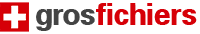 logo de grosfichiers avec la croix suisse rouge sur la gauche