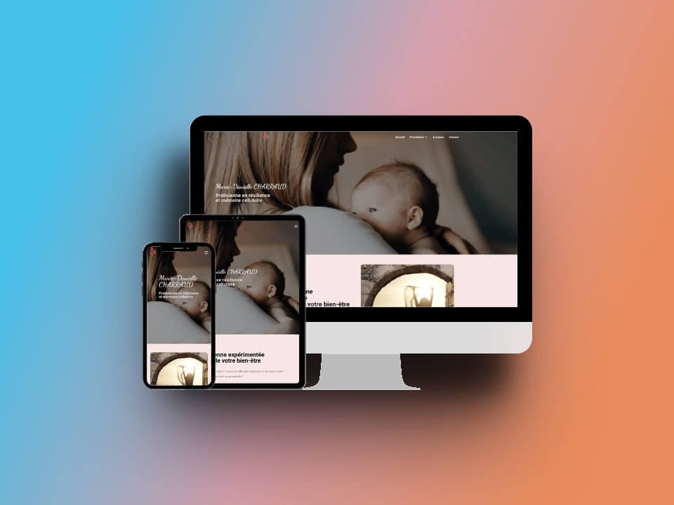 exemple de site réalisé pour une sage-femme sur différents supports