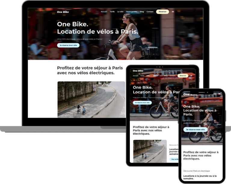 mockup site web Onebike