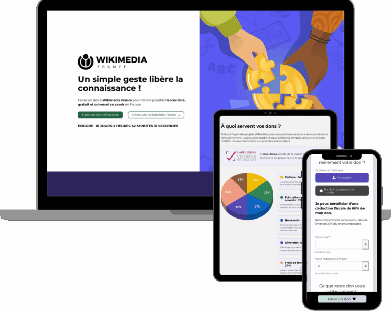 Mockups de la page dons de Wikimédia France