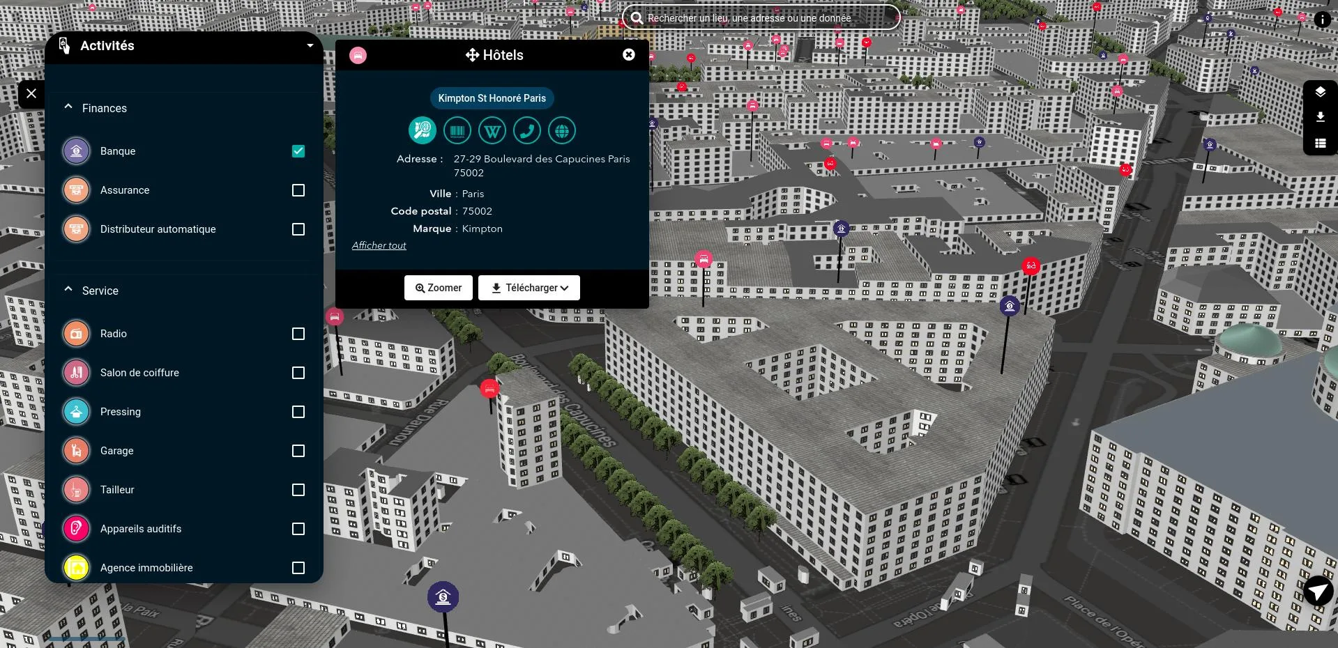 A 3D map of a city based on openstreetmap