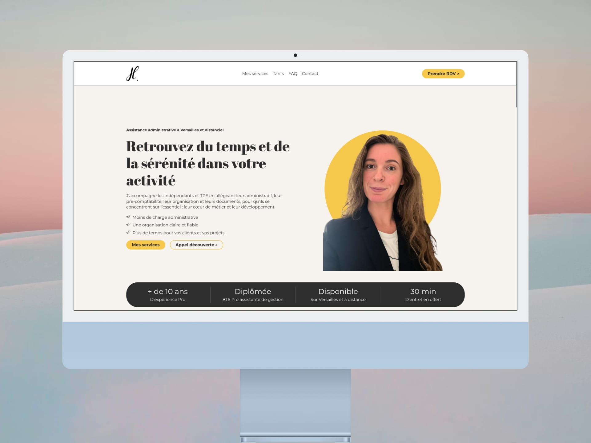 The main website section viewed on desktop