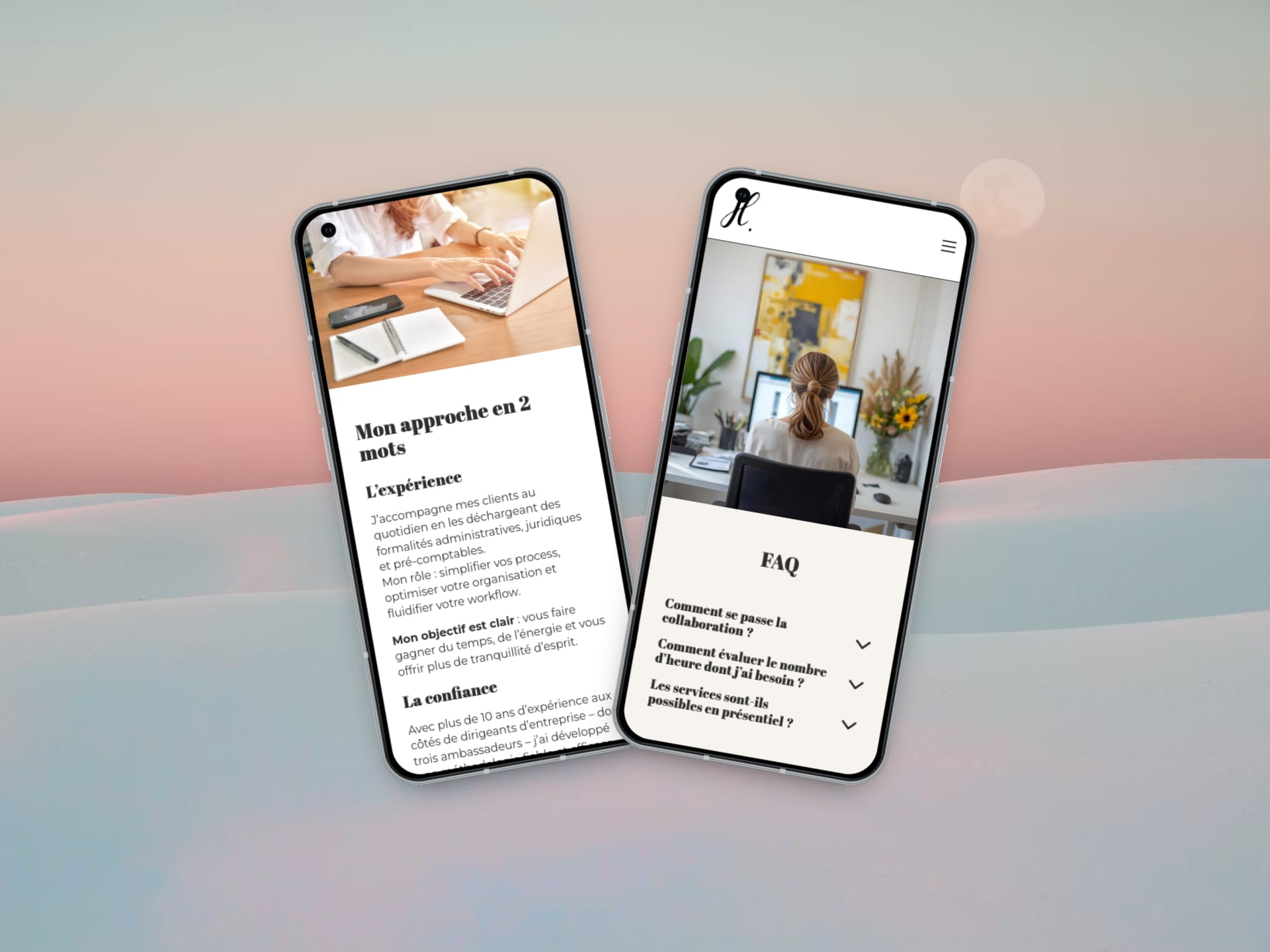 Previews of the site on 2 smartphones
